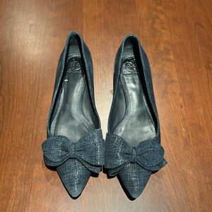 Navy Blue Tory Burch Bow Ballet Flat